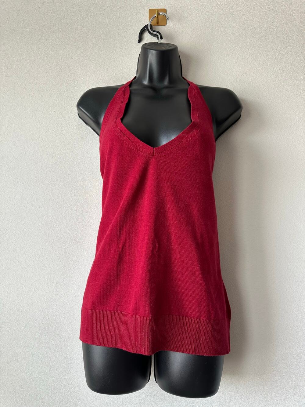 Vintage Y2K GAP Stretch Red Halter Knit Tank Top Backless Plus Size XL